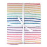 Organic Cotton Hand-Quilted Reversible Baby Blanket, Rainbow Stripe