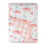 Organic Cotton Hand-Quilted Reversible Baby Blanket, Strawberry Pink Floral