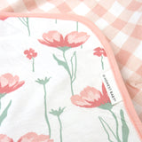 Organic Cotton Hand-Quilted Reversible Baby Blanket, Strawberry Pink Floral