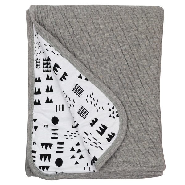 Organic Cotton Matelasse Reversible Receiving Blanket, Pattern Play
