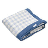 Organic Cotton Hand-Quilted Blanket, Blue Ticking Stripe