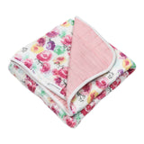 Organic Cotton Hand-Quilted Blanket, Rose Blossom/Dip Dye