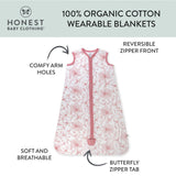 Organic Cotton Zip Front Wearable Blanket, Sketchy Floral Pink