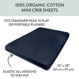 Organic Cotton Mini Crib Sheet, Dark Navy