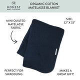 Organic Cotton Matelassé Receiving Blanket, Dark Navy