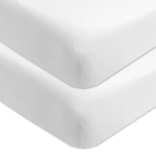 2-Pack Organic Cotton Fitted Crib Sheets, Bright White