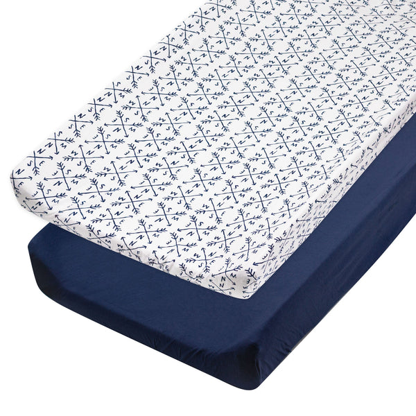 2-Pack Organic Cotton Changing Pad Covers, Compass / Navy