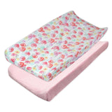 2-Piece Organic Cotton Printed & Terry Changing Pad Cover Set, Rose Blossom