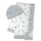 2-Piece Knit Stroller Blanket and Baby Hat, Twinkle Star Gray