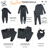 Halloween Matching Family Pajamas, Tossed Skulls Black