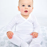 2-Piece Take-Me-Home Side-Snap Top and Pant Set, Bright White
