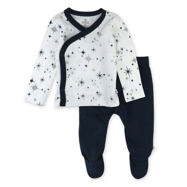 2-Piece Take-Me-Home Side-Snap Top and Pant Set, Jumbo Twinkle Navy