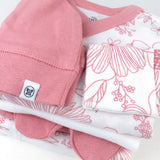 TAKE ME HOME 6-Piece Organic Cotton Gift Set, Sketchy Floral Pink