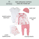 TAKE ME HOME 6-Piece Organic Cotton Gift Set, Sketchy Floral Pink