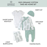 TAKE ME HOME 6-Piece Organic Cotton Gift Set, Jumbo Leaf Sage