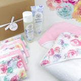 BUBBLES & CUDDLES 9-Piece Organic Cotton Bath Gift Set, Rose Blossom