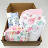 BUBBLES & CUDDLES 9-Piece Organic Cotton Bath Gift Set, Rose Blossom