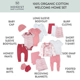 WELCOME HOME 15-Piece Organic Cotton Gift Set, Pink / White