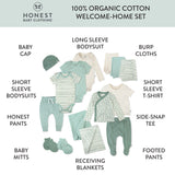 WELCOME HOME 15-Piece Organic Cotton Gift Set, Sage / White