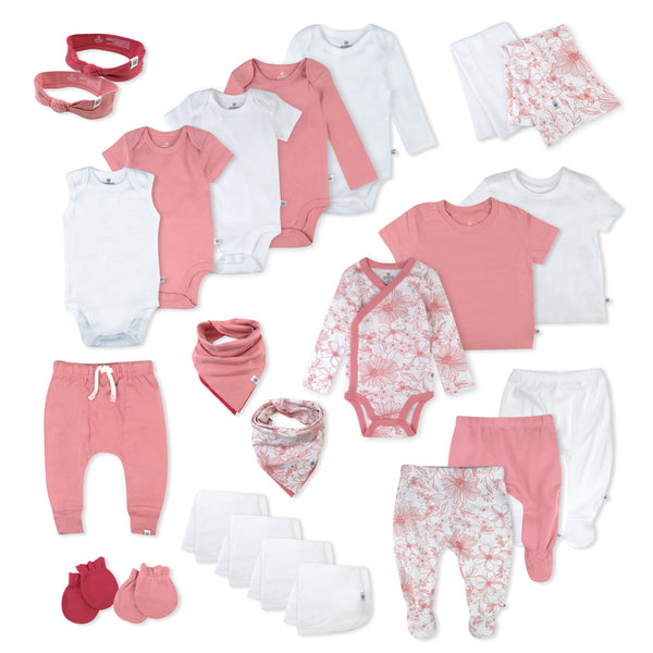 OVER THE TOP 24-Piece Organic Cotton Gift Set, Sketchy Floral Pink