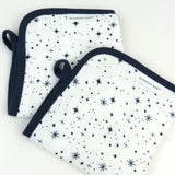 3-Piece Organic Cotton Hooded Towel Set, Twinkle Star White/Navy