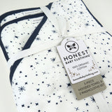 3-Piece Organic Cotton Hooded Towel Set, Twinkle Star White/Navy