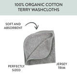 5-Pack Organic Cotton Washcloths, Heather Gray