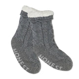 Sherpa Lined Cable Slipper Sock, Marled Heather Grey