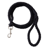 Simple Twisted Cotton Leash with Handle, Black/Black