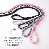 Simple Twisted Cotton Leash with Handle, Soft Pink/Bright Pink