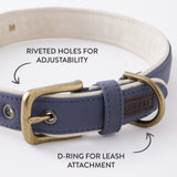Vegan Suede Two Tone Padded Collar, Navy/Natural