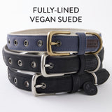 Vegan Suede Two Tone Padded Collar, Navy/Natural