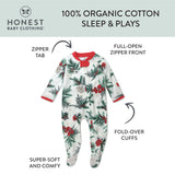 Organic Cotton Holiday Sleep & Play, Holiday Pine Floral