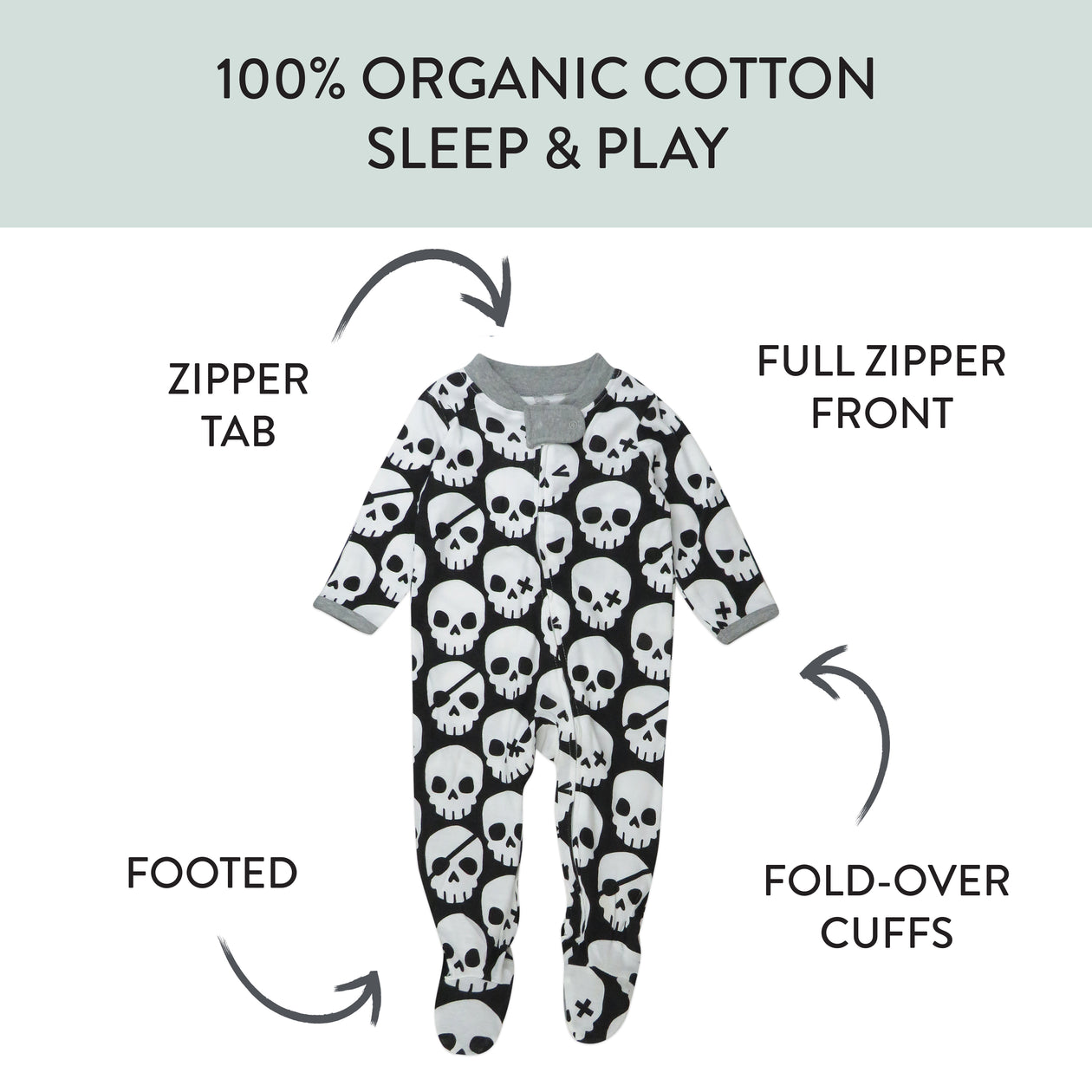 Organic Cotton Celebration Pajamas, Happy Skulls