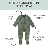 Organic Cotton Sleep & Play, Loden Plaid