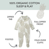 Organic Cotton Girls Pajamas For Babies & Toddlers, Pineapple Leaf Ivory