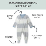 Organic Cotton Boys Pajamas For Babies & Toddlers, Rugby Stripe Light Heather Grey