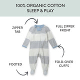 Organic Cotton Sleep & Play, Rugby Stripe Light Heather Gray