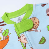 Organic Cotton Fun Foods Pajamas For Babies & Toddlers, Wok n Roll Blue