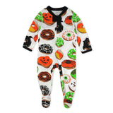Go to slide 6, Organic Cotton Holiday Matching Family Pajamas, Spoo-oo-keey Donuts Green
