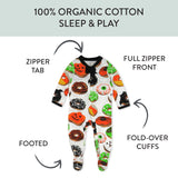 Go to slide 5, Organic Cotton Holiday Matching Family Pajamas, Spoo-oo-keey Donuts Green