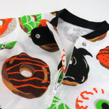 Go to slide 7, Organic Cotton Holiday Matching Family Pajamas, Spoo-oo-keey Donuts Green