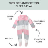 Organic Cotton Girls Pajamas For Babies & Toddlers, Jumbo Stripe Petal Pink