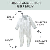 Organic Cotton Boys Pajamas For Babies & Toddlers, Jumbo Leaf Gray