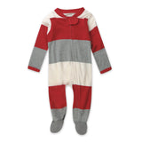 Organic Cotton Holiday Pajamas, Jumbo Stripe Holiday Red