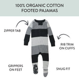 Organic Cotton Celebration Pajamas, Bold Stripe Gray Ombre
