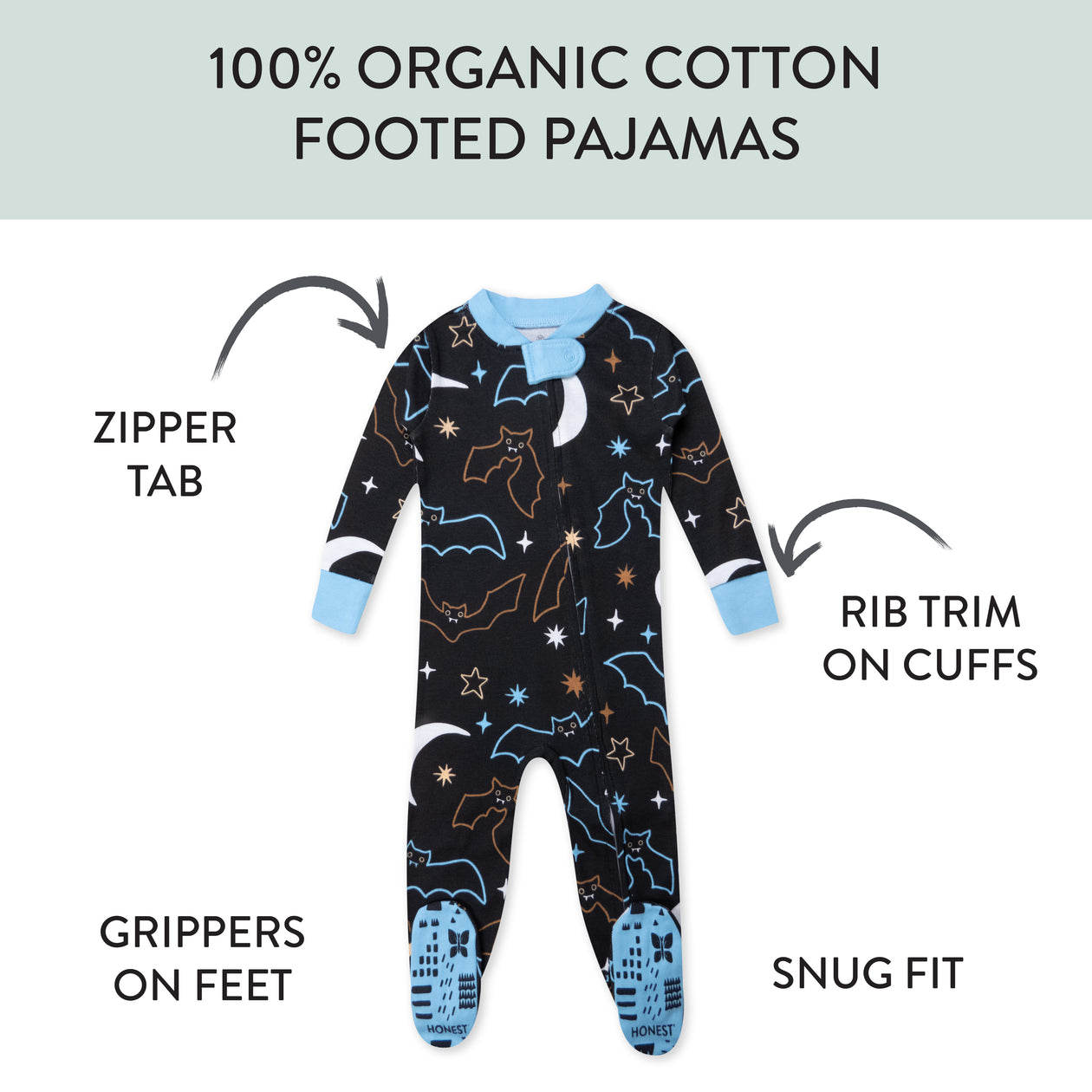 Organic Cotton Celebration Pajamas, A Bit Batty