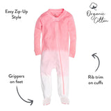 Organic Cotton Snug-Fit Footed Pajama, Dip Dye Pink