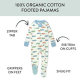 Organic Cotton Snug-Fit Footed Pajamas, Farm Fleet