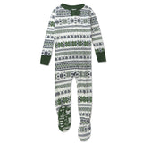 Organic Cotton Holiday Snug-Fit Footed Pajama, Fair Isle Green